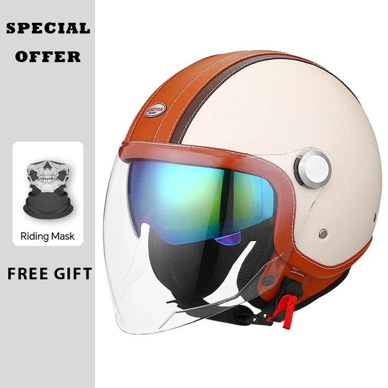 Casco da moto in pelle vintage - Vintage Open Face Retro Helmet recensione e prezzo