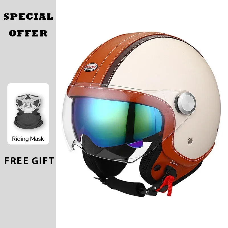 Casco da moto in pelle vintage - Vintage Open Face Retro Helmet recensione e prezzo